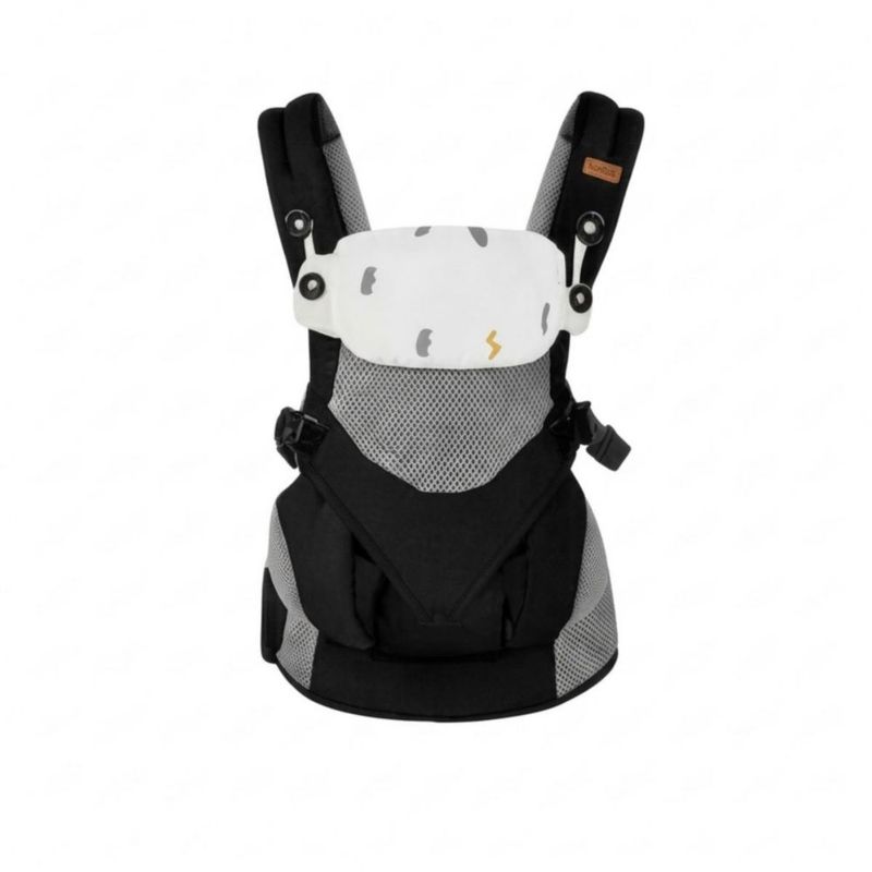 Cangurera Portabebé Ergonómico Ajustable, Transpirable, Multiposiciones, Soporte para Espalda, Con Capucha Negro