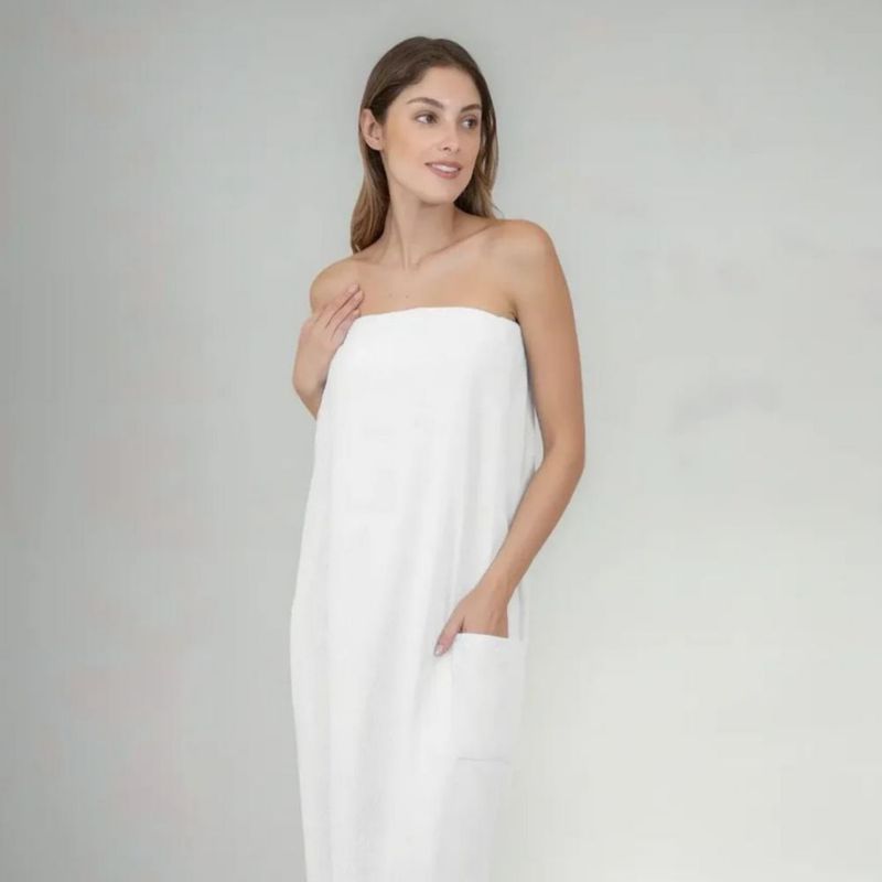Toalla Bata Salida De Baño Con Velcro Y Resorte Blanco