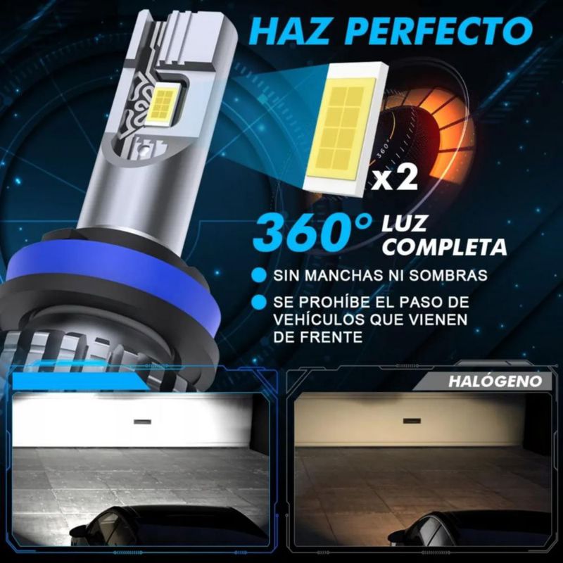 Kit De Faros Led Conector H11 150w Csp 25000lm Gris