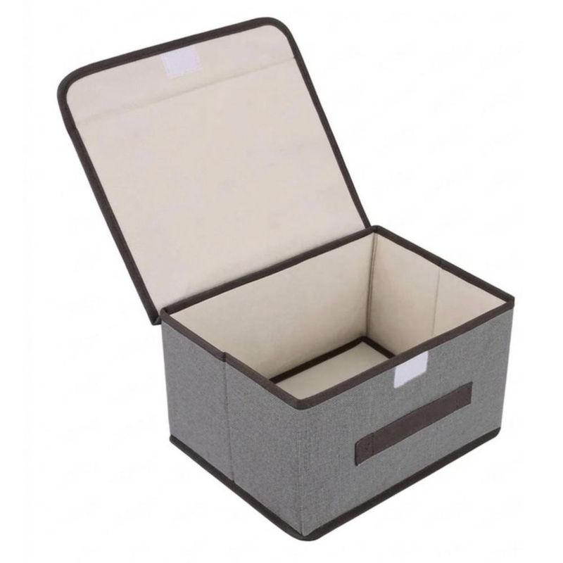 Cajas Organizadoras De Tela Plegables Cesto Con Tapas,8 Pzs Gris