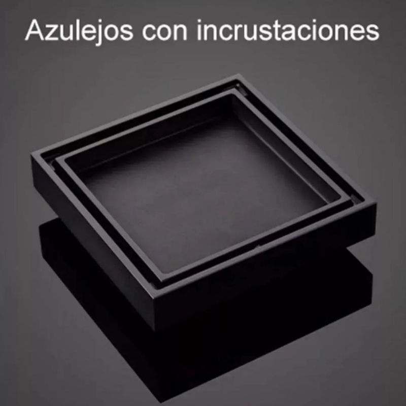 Drenaje Piso Cuadrado 10x10cm Acero Inoxidable Negro