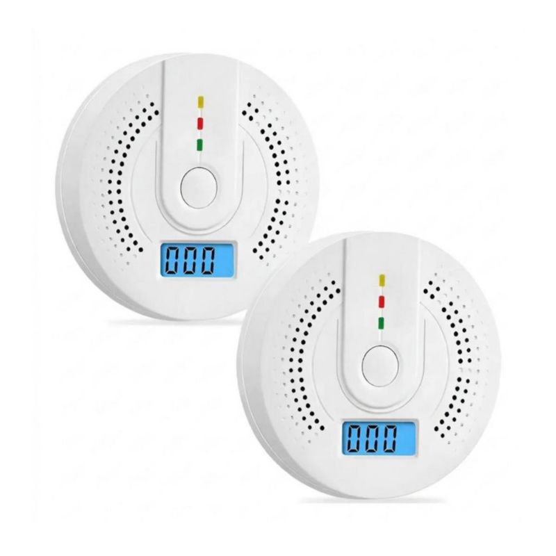 Detector De Monóxido De Carbono Con Alta Cobertura Y Alarma Con Sonido 2pza Blanco