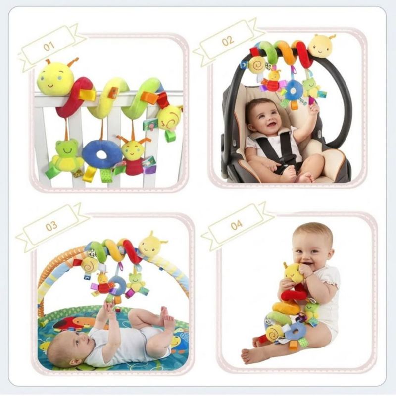 Peluche Colgante Sonaja Espiral Para Bebe Para Carriola, Cuna Multicolor