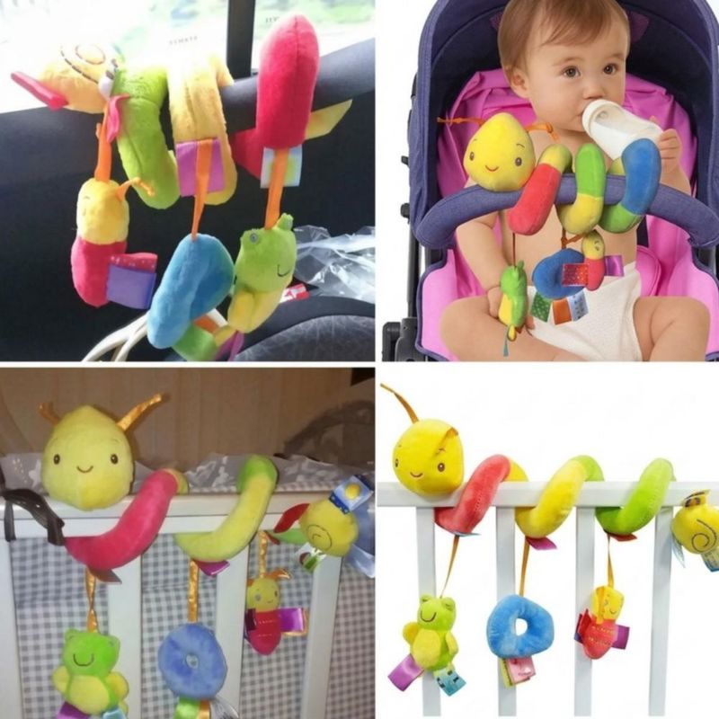 Peluche Colgante Sonaja Espiral Para Bebe Para Carriola, Cuna Multicolor
