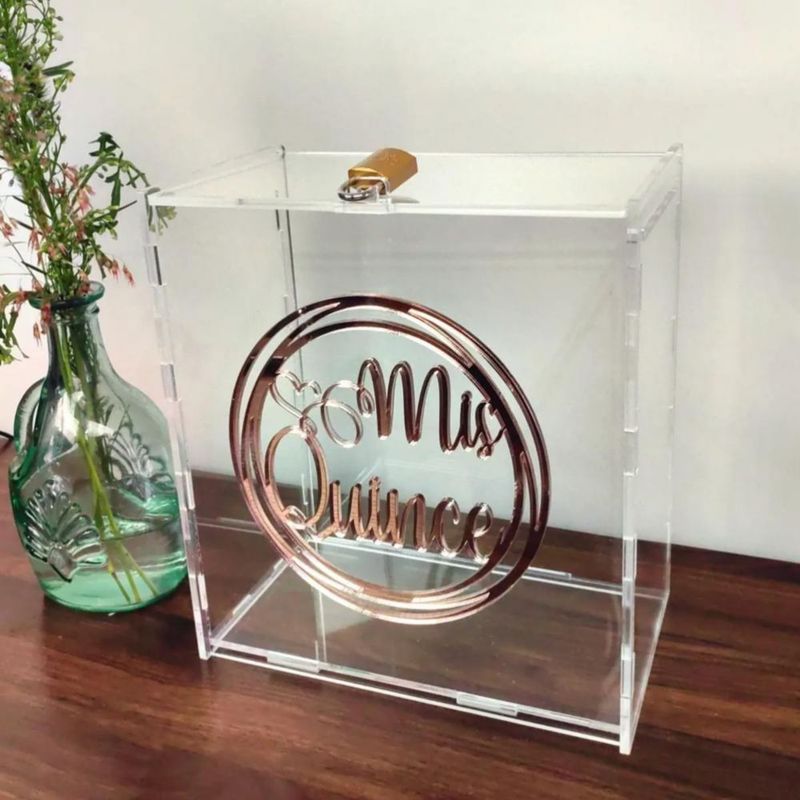 Caja Buzón Alcancía P/ Dinero / Sobres Mis Quince Rosa