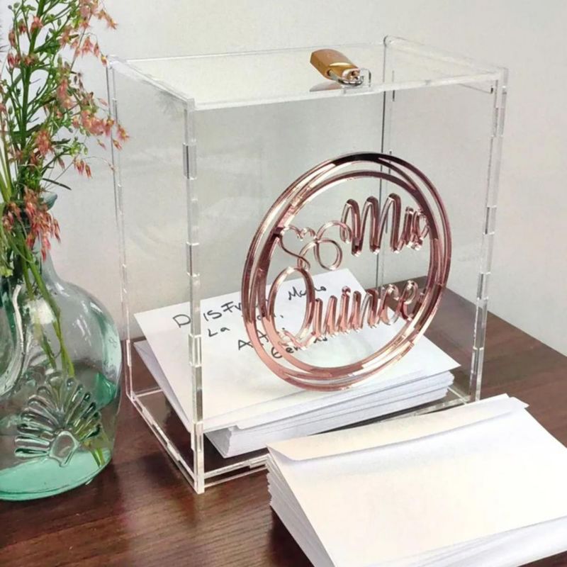 Caja Buzón Alcancía P/ Dinero / Sobres Mis Quince Rosa