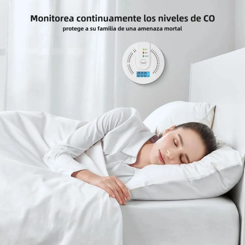 Detector De Monóxido De Carbono Con Alta Cobertura Y Alarma Con Sonido 3pza Blanco