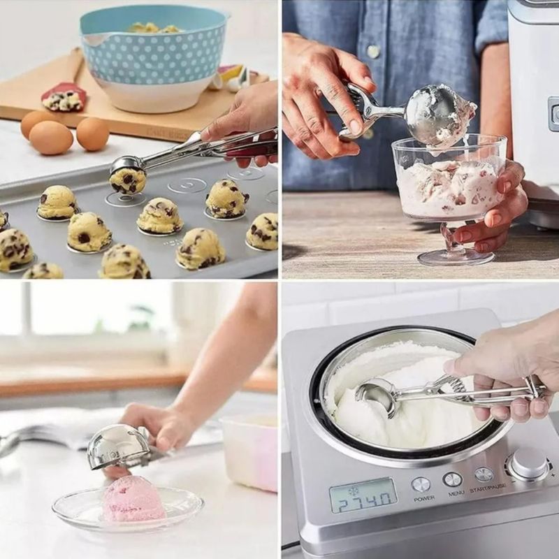 Cuchara Despechador Para Bolas De Helado Nieve 3 Pzs Plata