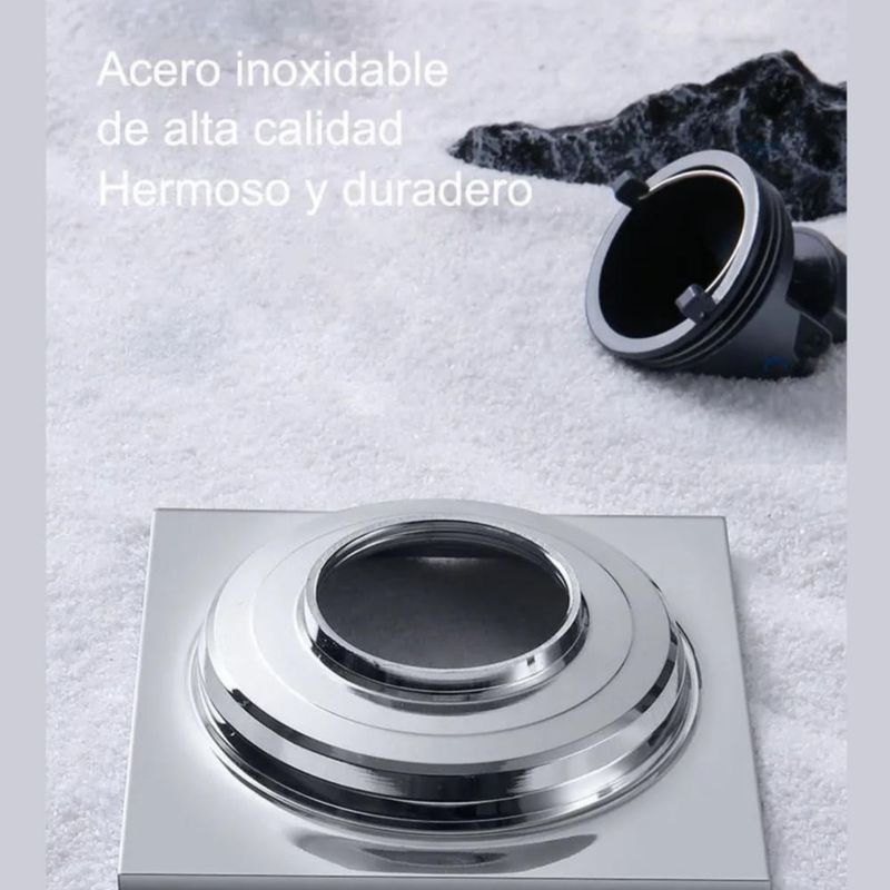 Coladera Antiolores Rejillas Acero Inoxidable 12x12cm Plata