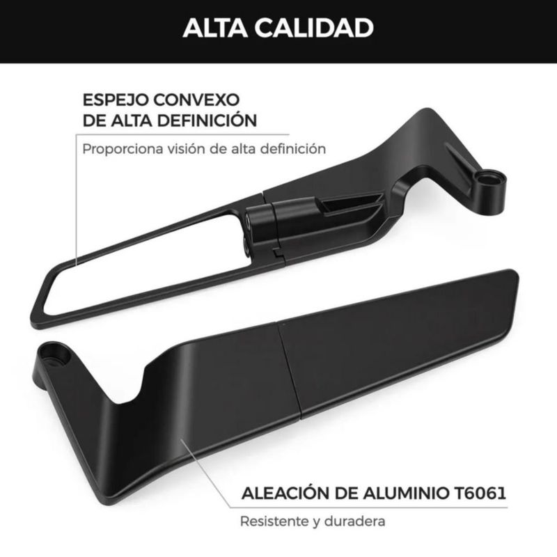 Alerón De Espejo Retrovisor Invisible Modificado Universal Negro