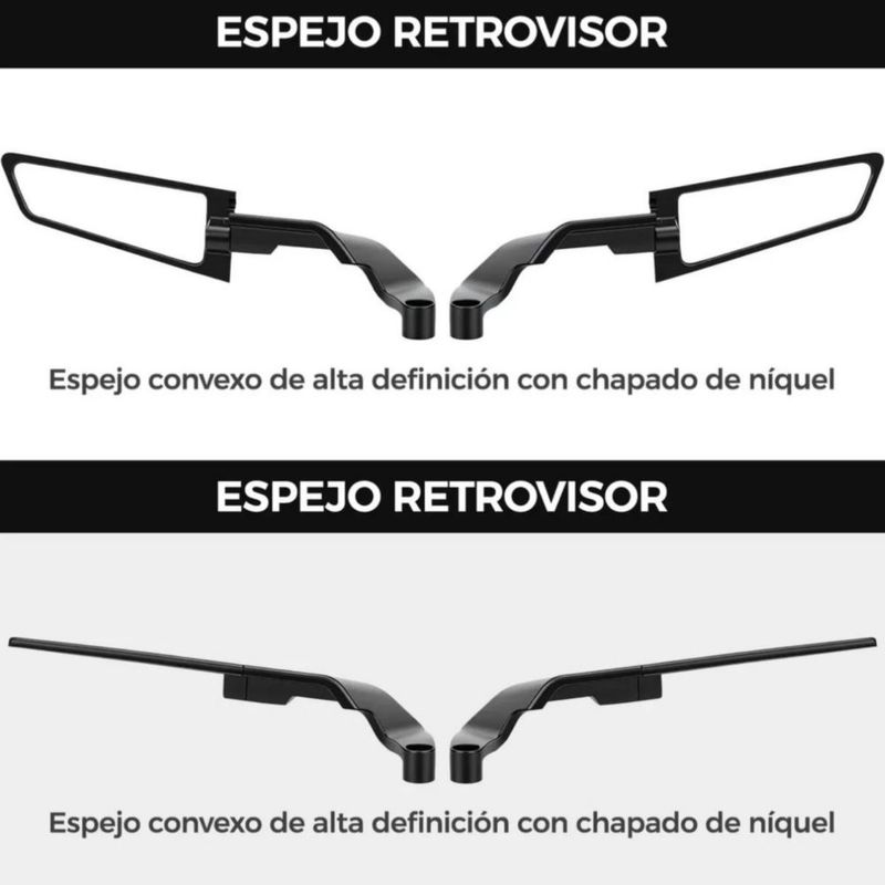 Alerón De Espejo Retrovisor Invisible Modificado Universal Negro