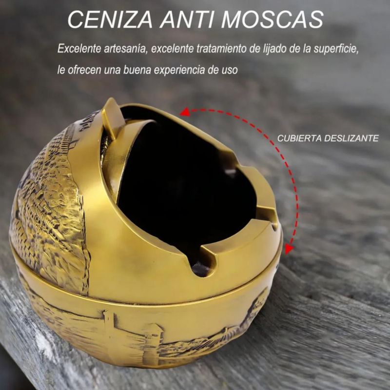 Cenicero A Prueba De Viento Estilo Retro Dorado