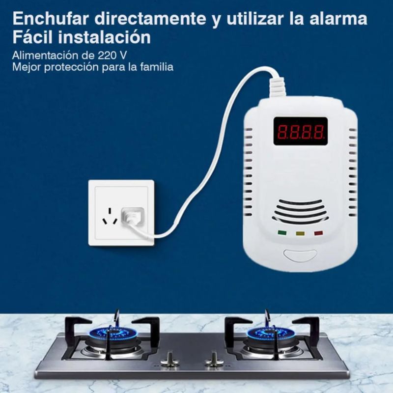 Detector De Gas Lp Natural Con Alta Cobertura Y Alarma Blanco