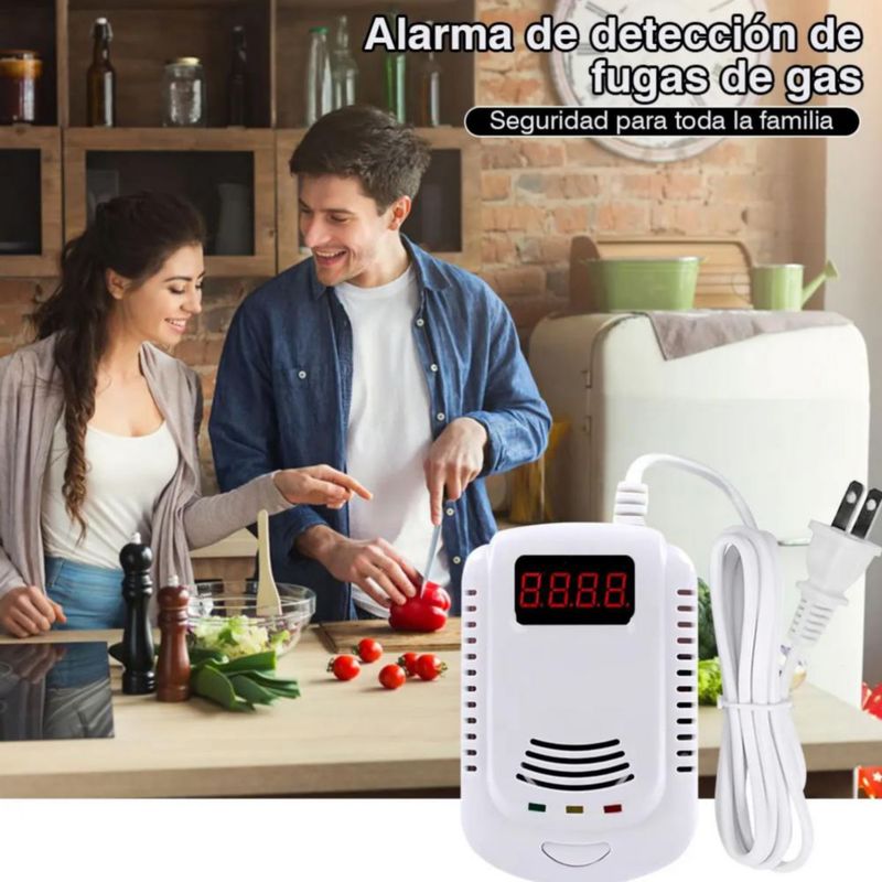 Detector De Gas Lp Natural Con Alta Cobertura Y Alarma Blanco