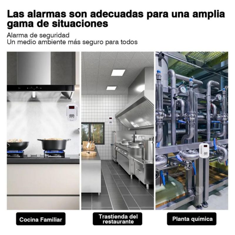Detector De Gas Lp Natural Con Alta Cobertura Y Alarma Blanco