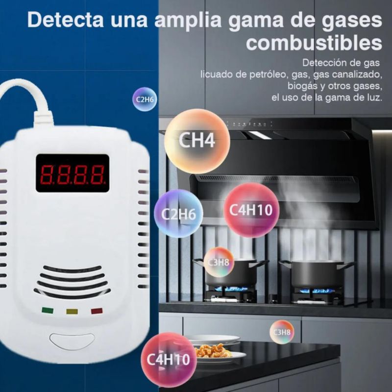 Detector De Gas Lp Natural Con Alta Cobertura Y Alarma Blanco