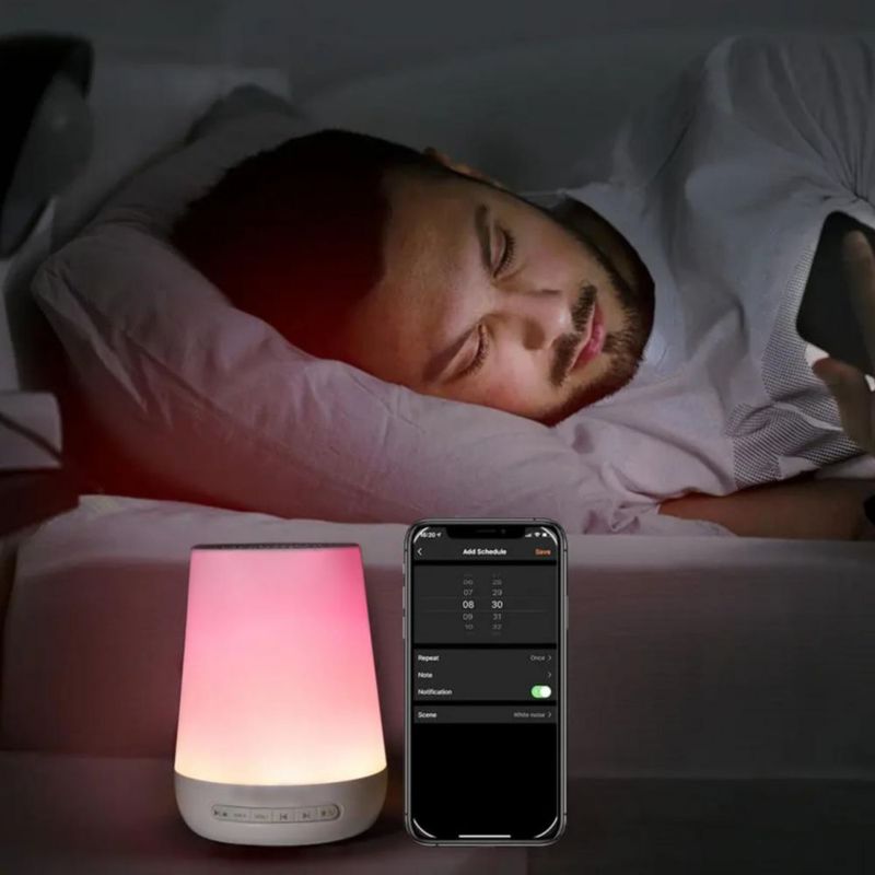 Máquina de Sonidos Para Dormir al Bebé, 34 Sonidos y Luz Nocturna con Control por APP Blanco