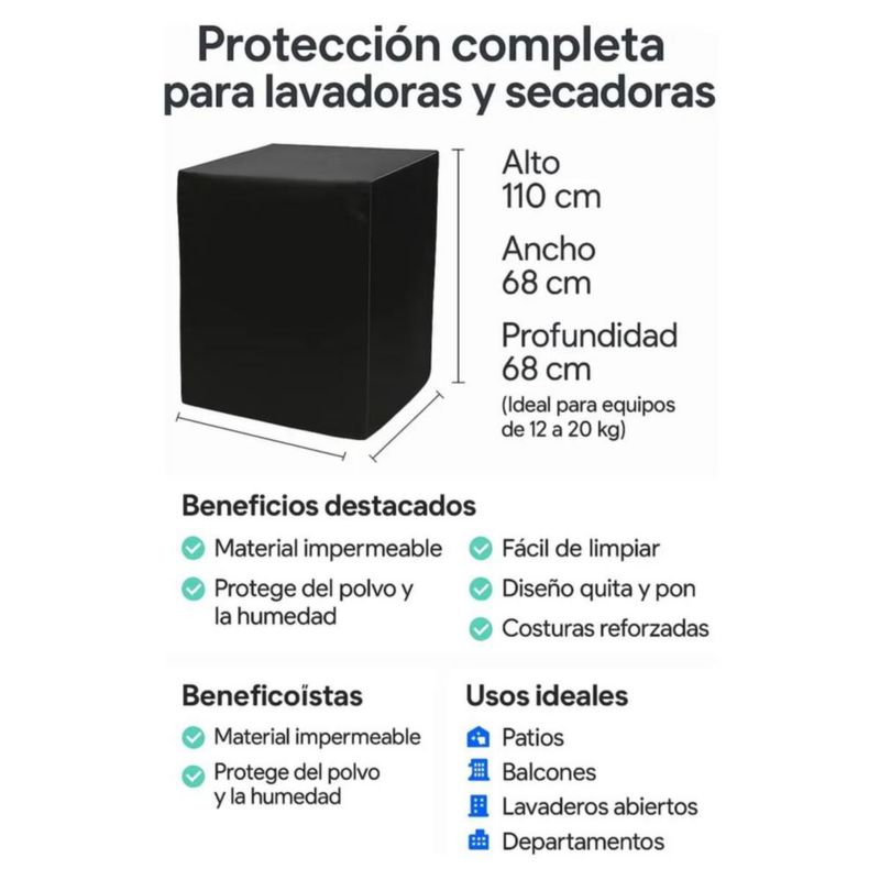 Funda Protectora Lavadora O Secadora Impermeable De Vinil Quita Pon Gris