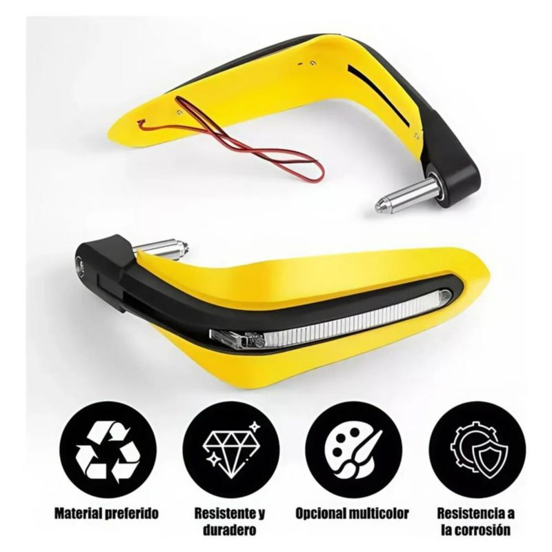 Protector De Puños Con Luz Led Para Motocicleta Amarillo