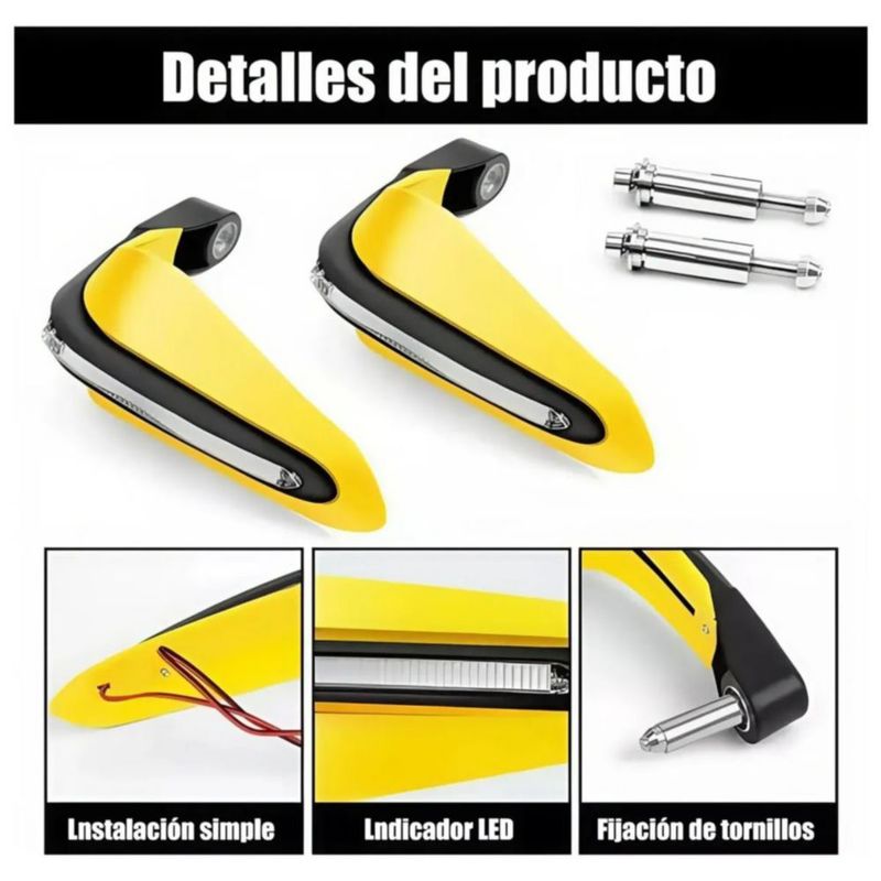 Protector De Puños Con Luz Led Para Motocicleta Amarillo