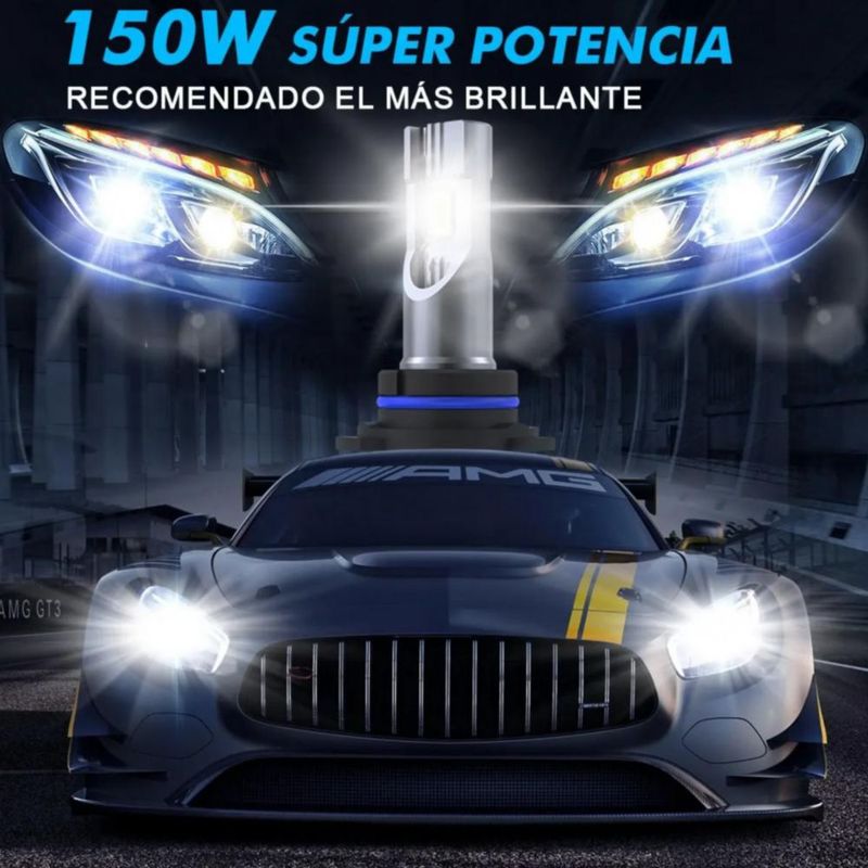 Kit De Faros Led Conector 9006 150w Csp 25000lm Gris