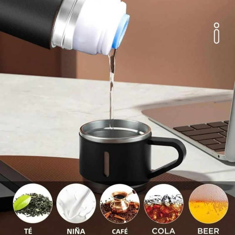 Vaso Térmico Acero Inoxidable 304 Doble Vaso Negro