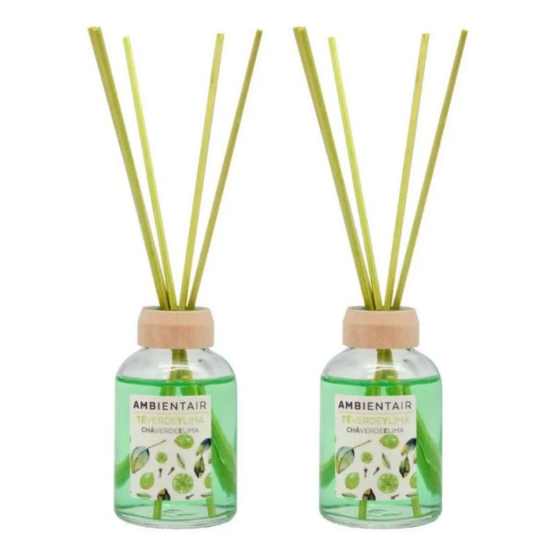 Difusor Varilla Aroma Te Verde Lima 50 ml Pack Duo Verde