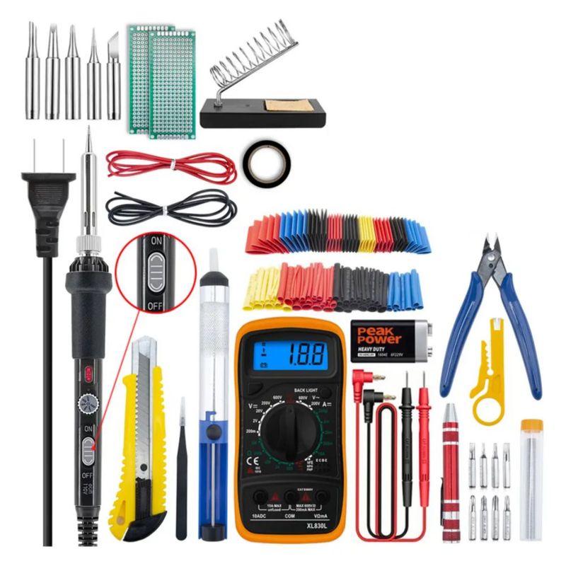 Kit De Soldador Portátil Con Multímetro Digital (142 Piezas)