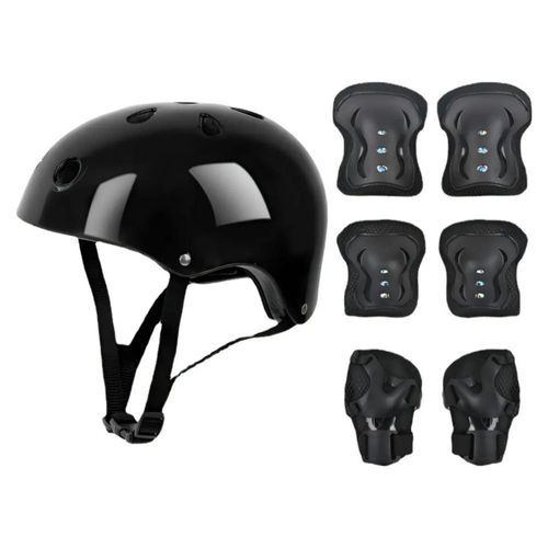 Equipo De Protección Rodilla Codo Mano Patinaje Para Niño 7pzas Negro