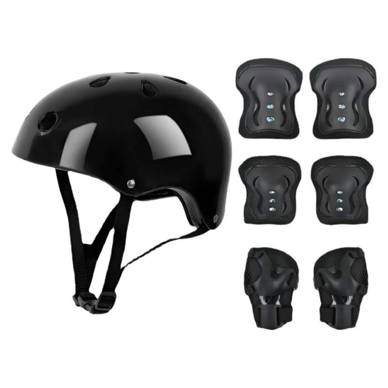 Equipo De Protección Rodilla Codo Mano Patinaje Para Niño 7pzas Negro