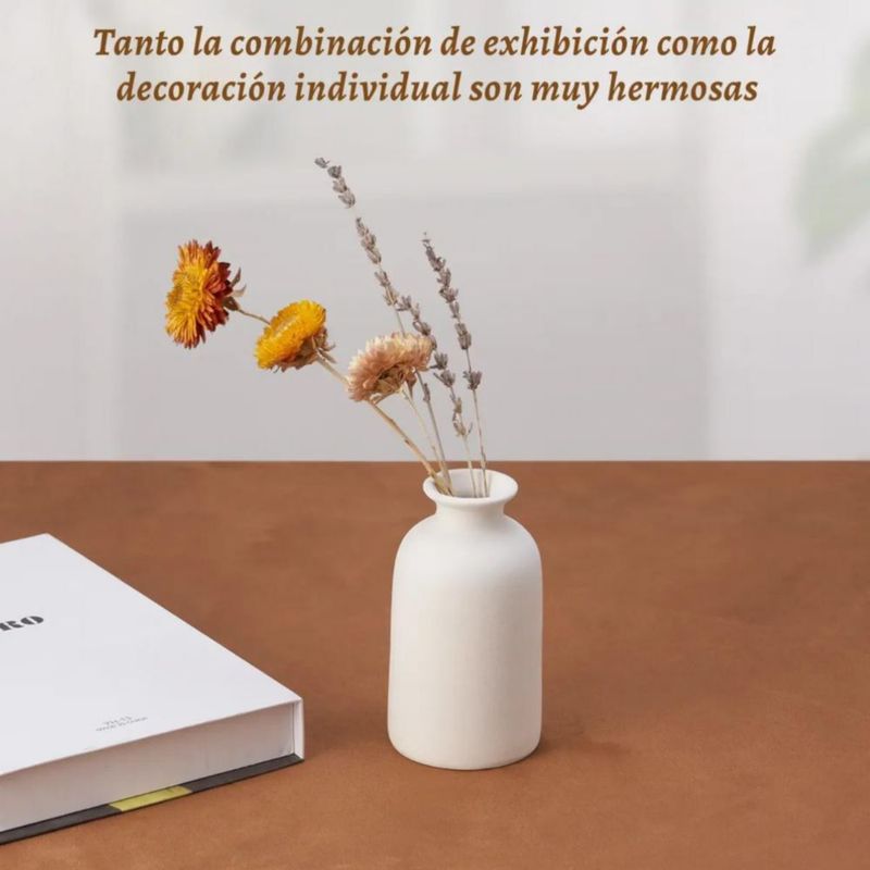 Jarrón De Cerámica Moderno 3 Pzs Blanco