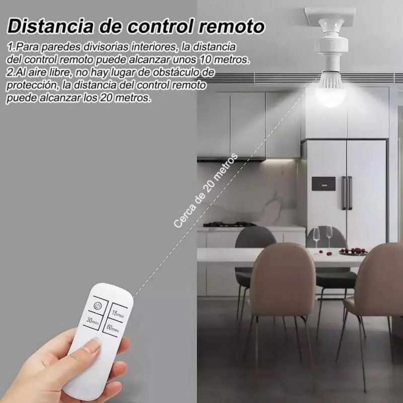 Socket De Foco A Control Remoto Inalámbrico Inteligente E27 Blanco