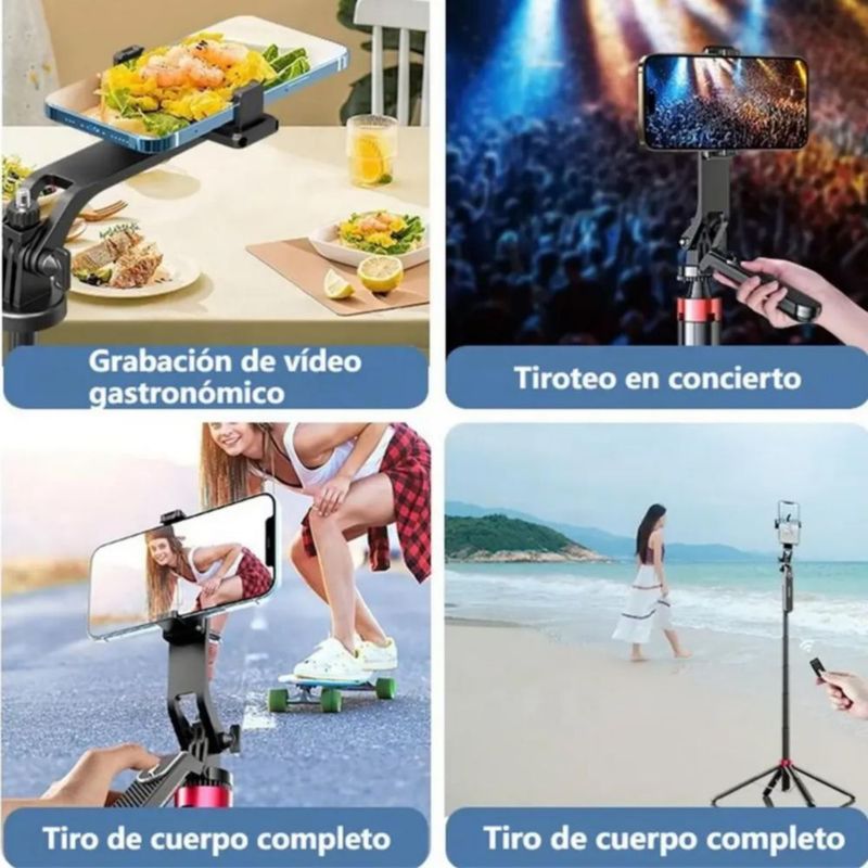 Tripie Para Selfie Stick Portátil Para Telefono Celular 1.8 M Negro