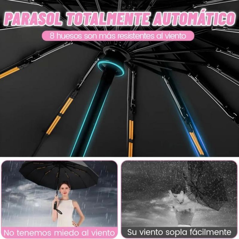 Paraguas Sombrilla Protección Uv Automático Con 12 Varillas Rosa
