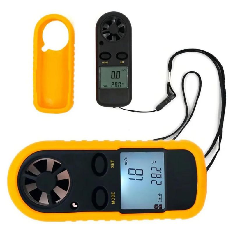 Medidor Portátil de Viento Digital Termómetro Negro-Amarillo