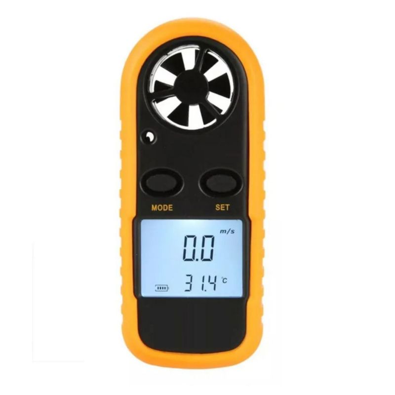 Medidor Portátil de Viento Digital Termómetro Negro-Amarillo