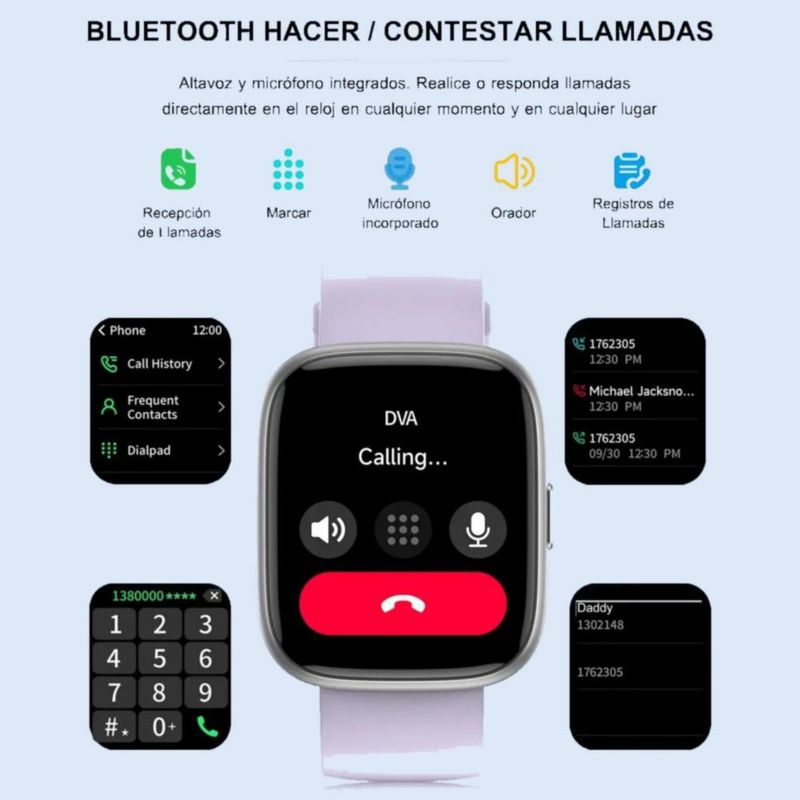 Reloj Inteligente Smartwatch Llamadas Bluetooth Para Alexa Violeta