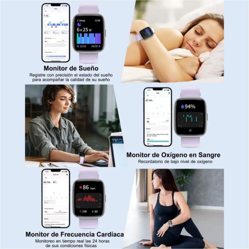 Reloj Inteligente Smartwatch Llamadas Bluetooth Para Alexa Violeta