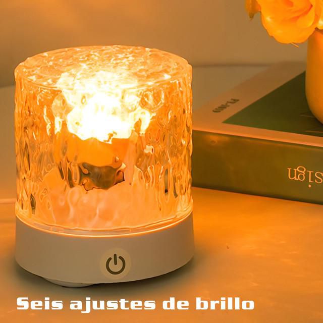 Lámpara de Mesa con Efecto de Llama Circular y Proyección de Ondas de Agua,Luz Nocturna para Dormitorio,Ambiente Relajante.HOGAWAY
