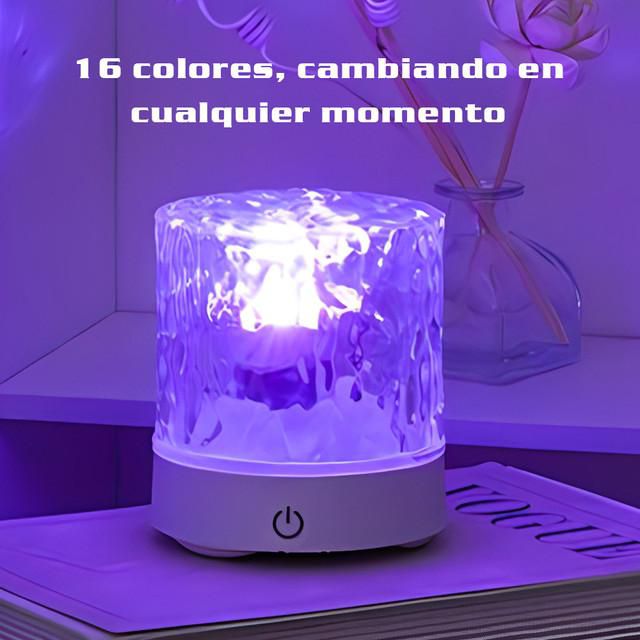 Lámpara de Mesa con Efecto de Llama Circular y Proyección de Ondas de Agua,Luz Nocturna para Dormitorio,Ambiente Relajante.HOGAWAY
