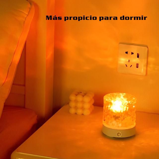 Lámpara de Mesa con Efecto de Llama Circular y Proyección de Ondas de Agua,Luz Nocturna para Dormitorio,Ambiente Relajante.HOGAWAY
