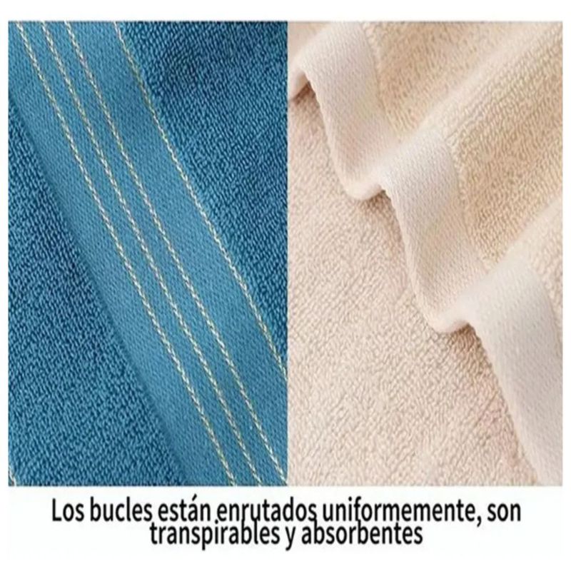 3 Toallas De Baño De Algodón Puro Multicolor