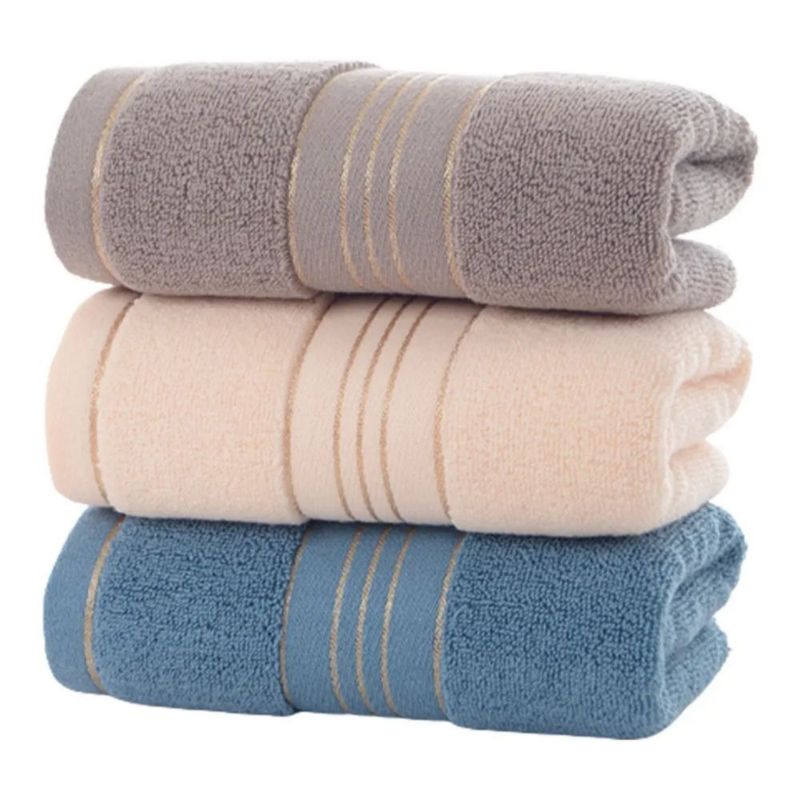 3 Toallas De Baño De Algodón Puro Multicolor