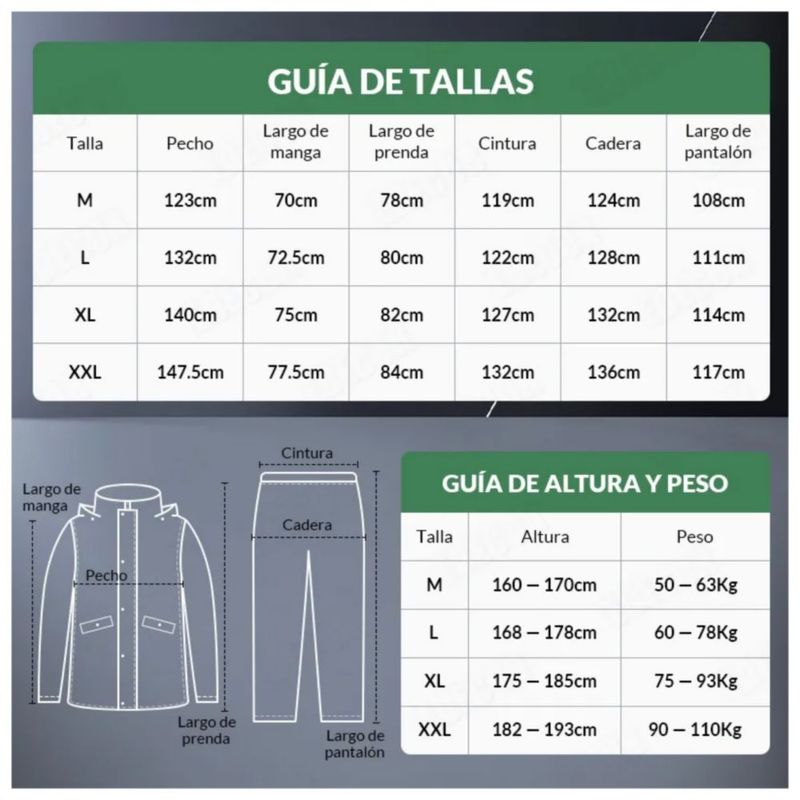 Impermeable Motociclista Reflejante Para Lluvia Con Capucha, Color  verde / negro XL