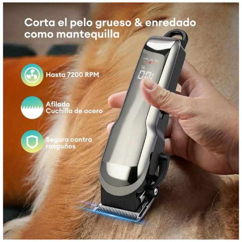Maquina Rasuradora Perros Y Gatos Inalámbrico Cortador Pelo, Color Gris