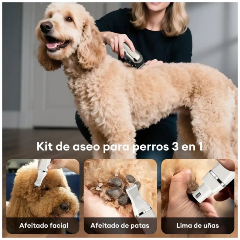Maquina Rasuradora Perros Y Gatos Inalámbrico Cortador Pelo, Color Gris