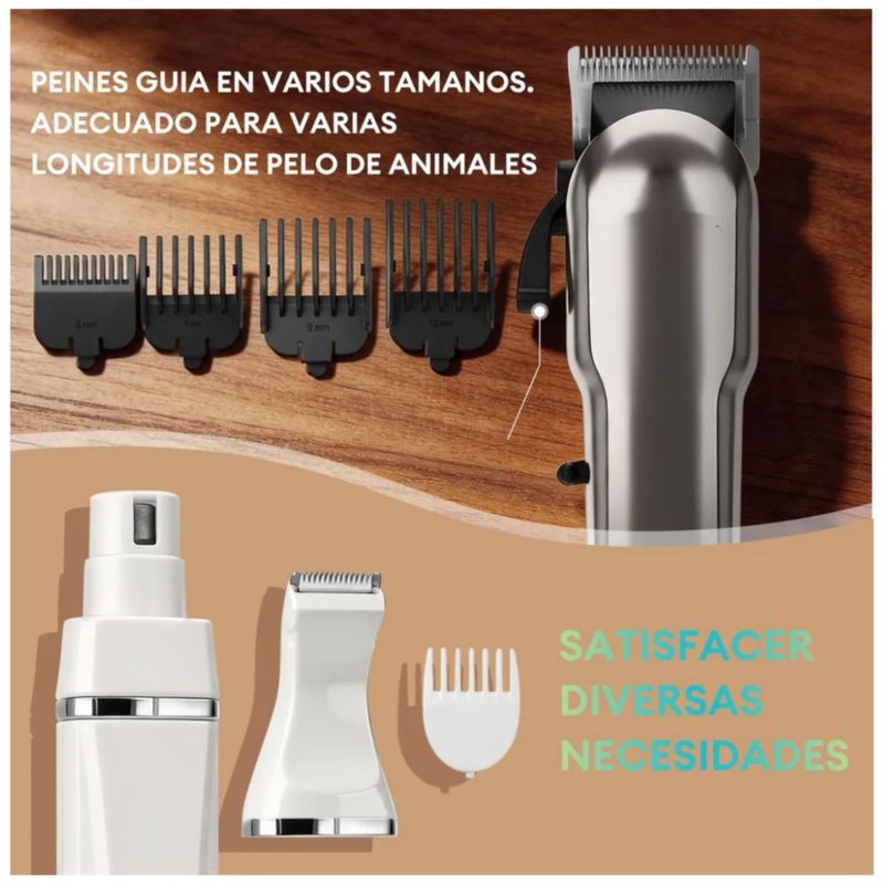 Maquina Rasuradora Perros Y Gatos Inalámbrico Cortador Pelo, Color Gris