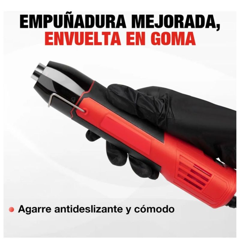 Mini Pistola De Calor 350w Temperatura Regulable Con 2 Boquillas Color Rojo