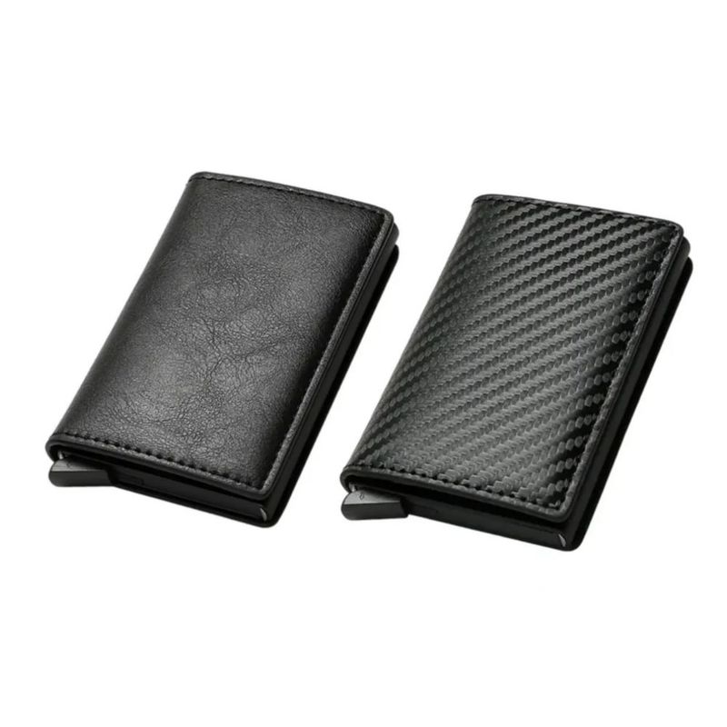 2pzs Cartera para Hombre, Antirrobo Billetera Tarjetero Color Negro