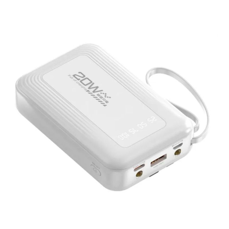 Power Bank Batería Portátil 10000mah Pd 20w Carga Rápida, Color Blanco